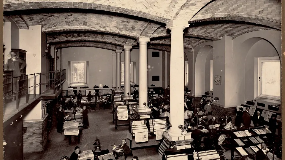 The Boston Public Library newspaper reading room