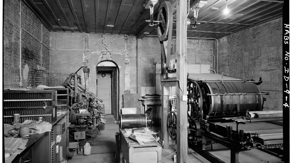 A historical newspaper printing-press room